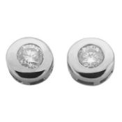 9ct White Gold 0.40ct Rubover Set Diamond Stud Earrings