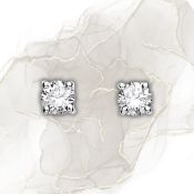 18ct White Gold 0.40ct Claw Set Diamond Stud Earrings