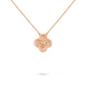 **ON SALE / SOLD** Vintage Alhambra Style Long Necklace In 18k Yellow Gold With Round Diamonds