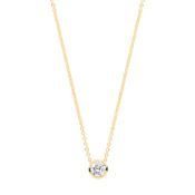18ct Yellow gold 0.25ctw G-SI Rubover Diamond Pendant (18in/45cm) Chain