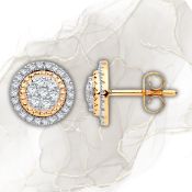 9ct Yellow Gold Multi Circles Stud Diamond 0.36ctw Earrings