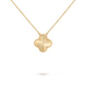 Vintage Alhambra Style Pendant In Guilloché 18k Yellow Gold