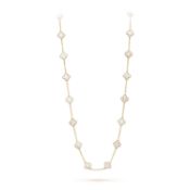 Vintage Alhambra Style Long Necklace In 18k Yellow Gold With White Mother-of-pearl