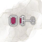 18ct White Gold 0.20ctw Diamond & 1.30ctw Ruby Earrings