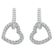 9ct White Gold 0.50ct Diamond Heart Drop Earrings