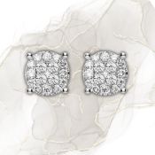 18ct White Gold Cluster 0.75ct Diamond Studs