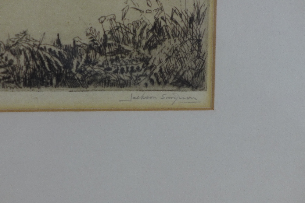 JACKSON SIMPSON (Scottish 1893 - 1963), ELLEN'S ISLE, LOCH KATRINE, signed etching, framed under - Image 3 of 3