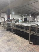 (2) Stainless Steel Work Tables with (2) Metal Foot Stools