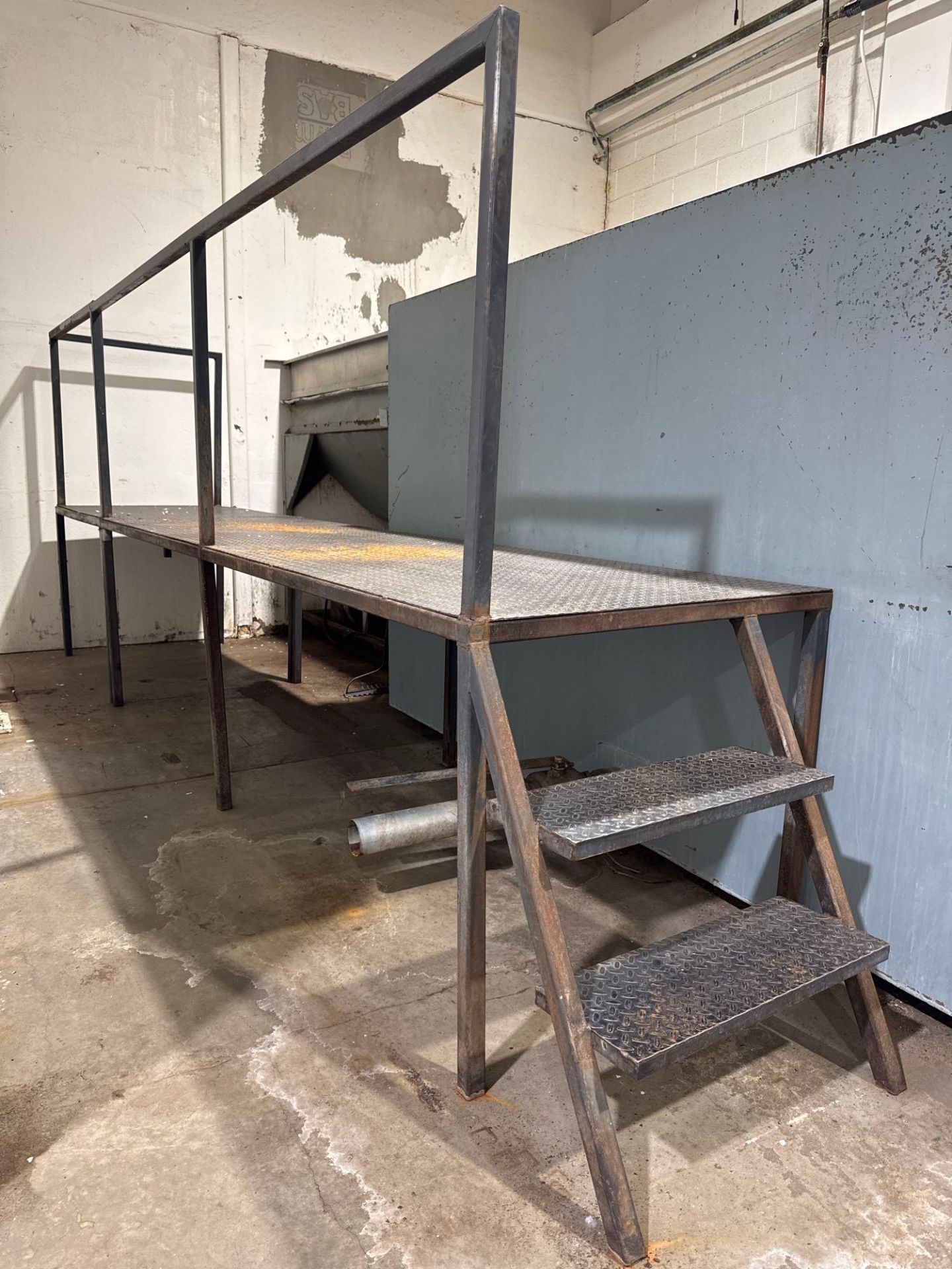 Stationary Platform With Rails (2) 3-Step Stationary Metal Staircase w/ Platforms (1) 169”L x 36”W ...