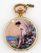 (130) BOREL FILS ET CO., SAVONNETTE AUS GOLD, EMAILLIERT, 1920-1930