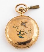 (220) SAVONNETTE-SAUTOIR AUS GOLD, UM 1880