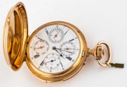 (78) A. BAUD & WEIDEMANN GENÈVE, GOLDENE SAVONNETTE, VIERTELREPETITION, EWIGER KALENDER, UM 1900