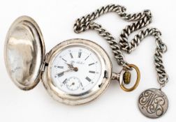 (187) SALTER, SAVONNETTE AUS SILBER FÜR DEN RUSSISCHEN MARKT, MIT SILBERKETTE, VOR 1900