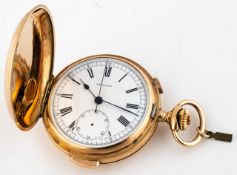 (16) MOULINET, GOLDENE SAVONNETTE, VIERTELREPETITION AUF GLOCKEN, CHRONOGRAPH, UM 1910