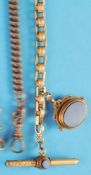 A gold pocket watch chain, 14 ct.,