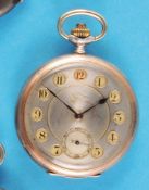 Silver pocket watch with switchable hour scale from 1-12 to 13-24,