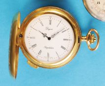 Dugena Répetition, gold-plated pocket watch with spring cover and 5-minute repeater,