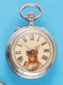 Roskopf pocket watch with eye automaton,