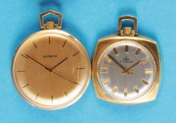 Mixed lot with 2 gold-plated Dugena tailcoat watches,