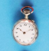 Very small silver ladies' pocket watch, guilloché silver case