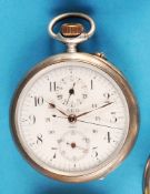 AEG Prima, Silver Pocket Watch with Chronograph and 30-Minute Numerator