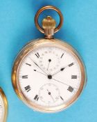 Gold-plated pocket watch with chronograph and 30-minute chronograph Numerator
