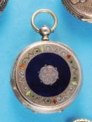 Silver enamel savonnette, on dial and cuvette sign. Tobias Genève,