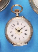 Silberne Damentaschenuhr mit vergoldeten Lünetten