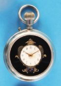 Chronometro Invincibile, Nickeltaschenuhr mit stilisierter Pendule auf Zifferblatt