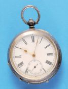 Silbertaschenuhr mit Staubschutz und Schlüsselaufzug