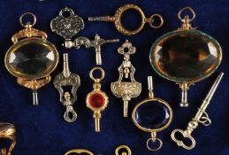 Konvolut mit 9 Taschenuhr-Schlüsseln