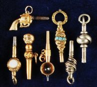 Sammlung mit 7 antiken Taschenuhrschlüsseln