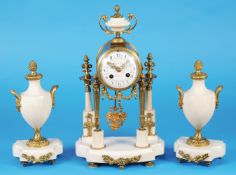 Französisches Kaminuhr-Set mit 2 Beistellern, sign. Planchon à Paris