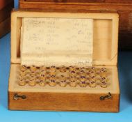 Zylinder im Holzkästchen mit handschriftlicher Bestandsliste