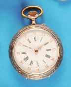 Silberne Damen-Taschenuhr mit vergoldeten Lünetten