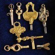 Sammlung mit 7 antiken Taschenuhrschlüsseln