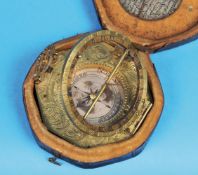 8-eckige Äquatorial-Sonnenuhr im Original-Etui, Nicolaus Rugendas Ausgp(urg)