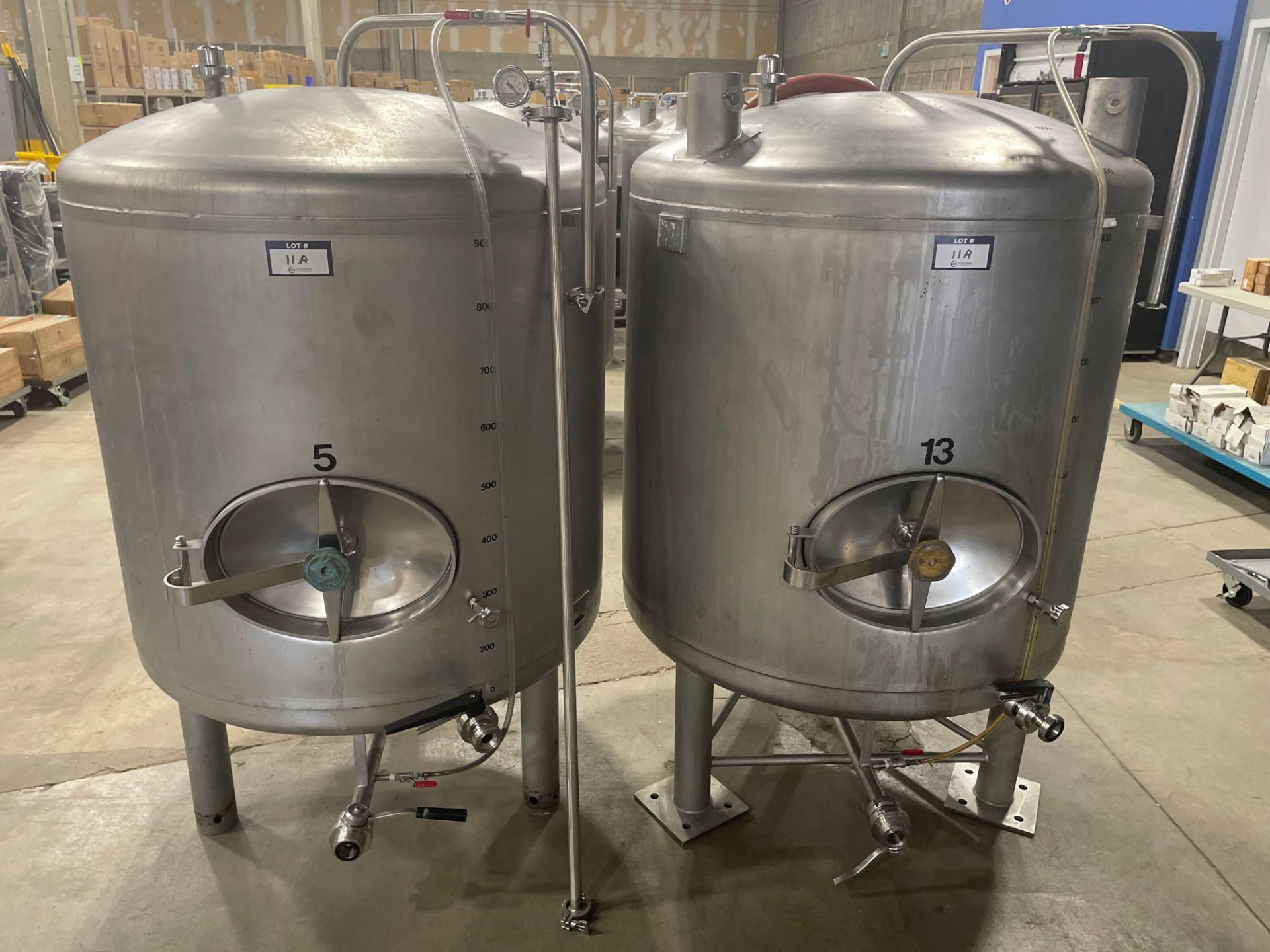 (2) NSI 1,000L STAINLESS STEEL UNJACKETED MATURATION TANKS - DOUBLE STACK, 2,000L TOTAL CAPACITY - Image 12 of 12