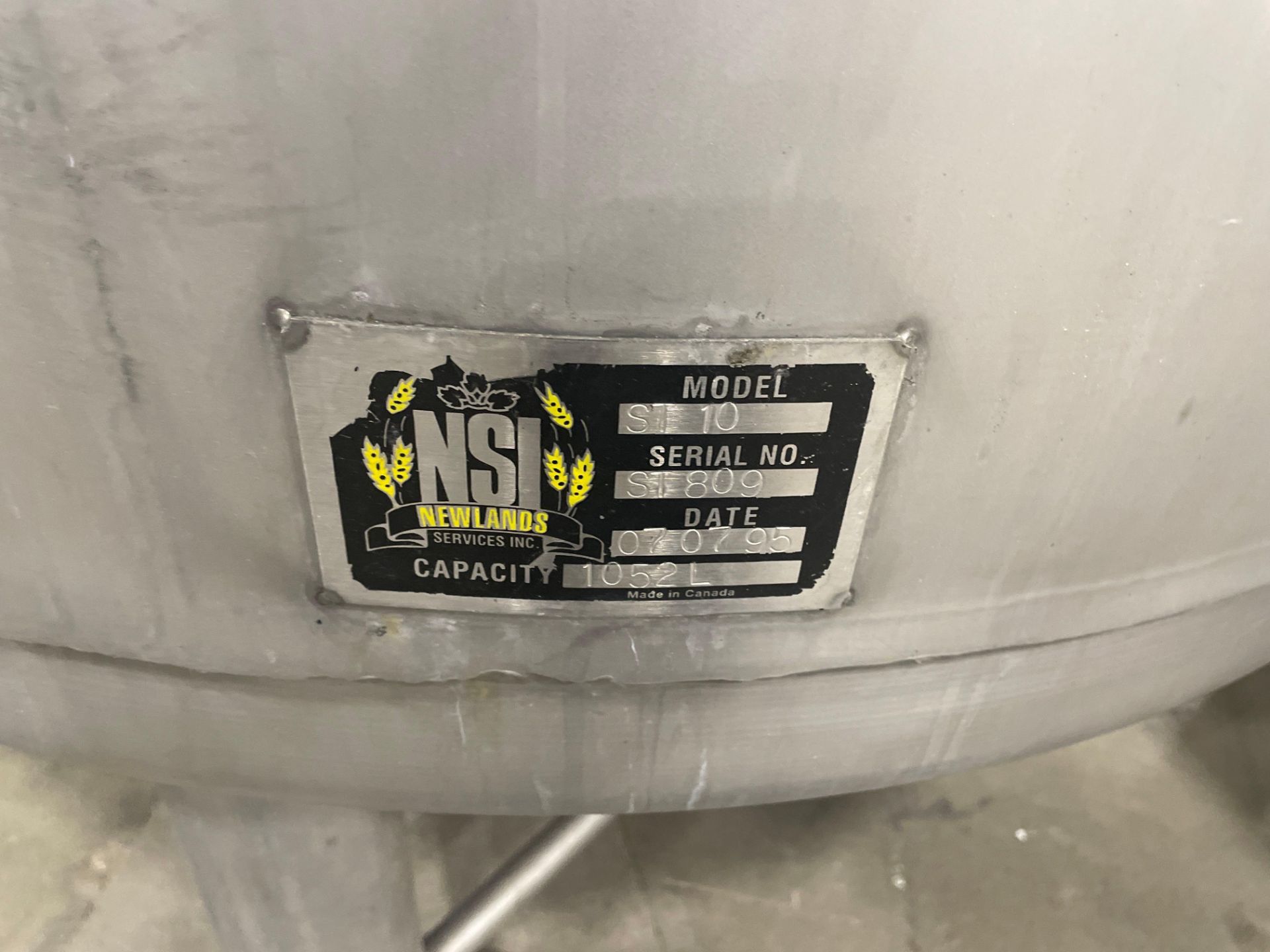 (2) NSI 1,000L STAINLESS STEEL UNJACKETED MATURATION TANKS - DOUBLE STACK, 2,000L TOTAL CAPACITY - Image 9 of 12