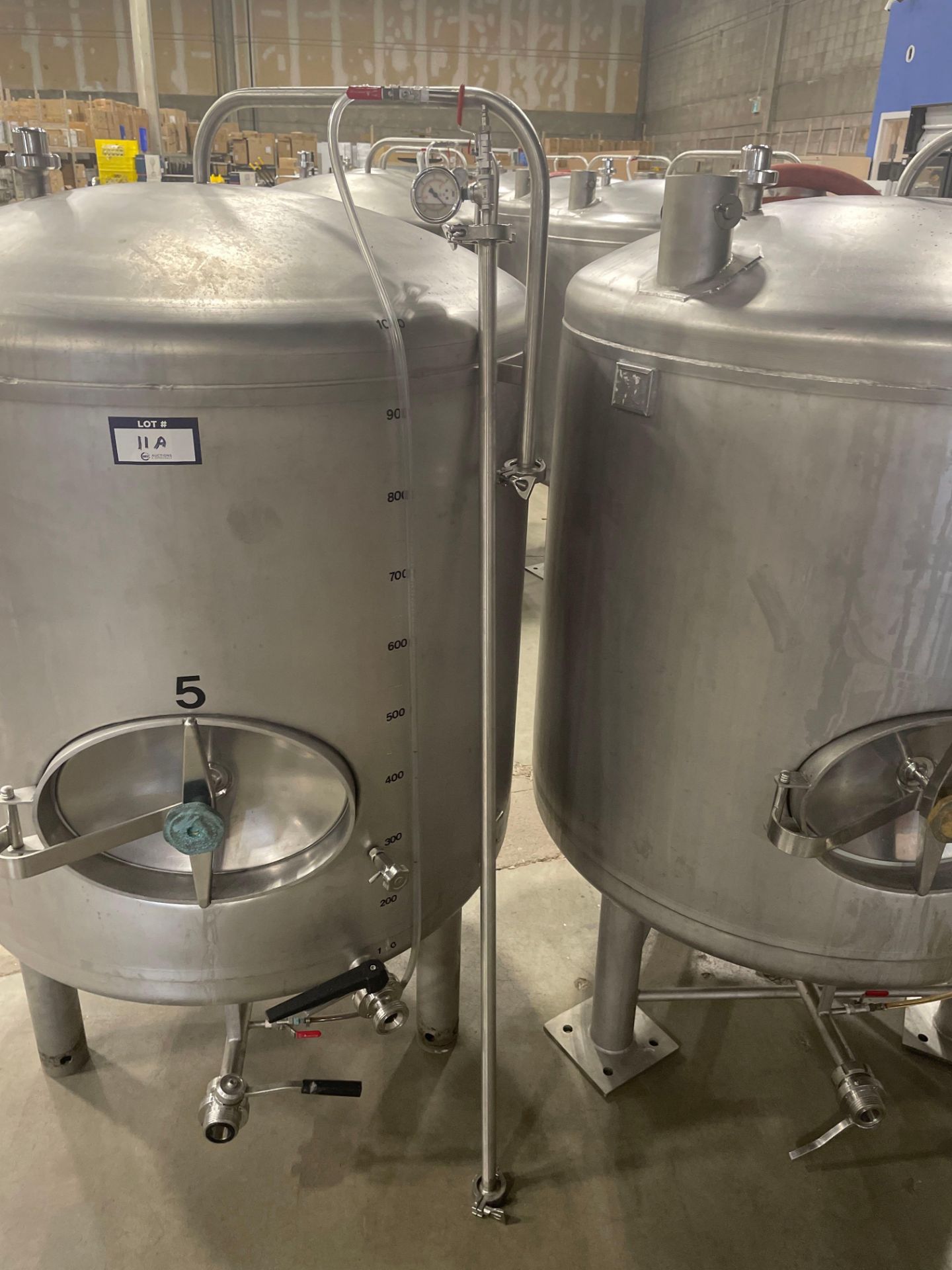 (2) NSI 1,000L STAINLESS STEEL UNJACKETED MATURATION TANKS - DOUBLE STACK, 2,000L TOTAL CAPACITY - Image 6 of 12