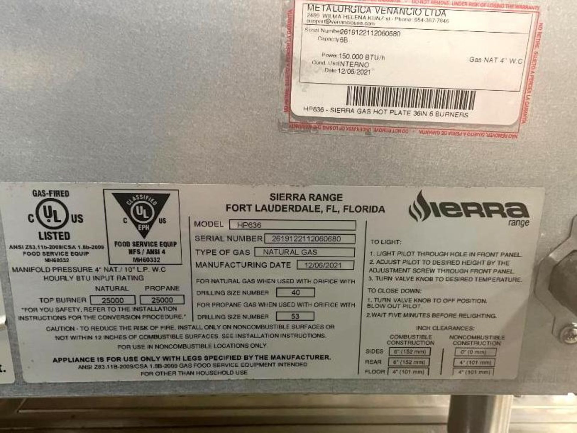 NEW SIERRA HP636 6-BURNER GAS COUNTERTOP HOT PLATE - Image 13 of 17