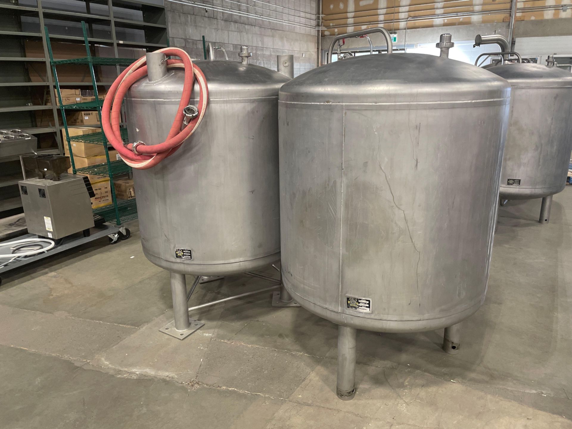 (2) NSI 1,000L STAINLESS STEEL UNJACKETED MATURATION TANKS - DOUBLE STACK, 2,000L TOTAL CAPACITY - Image 7 of 12