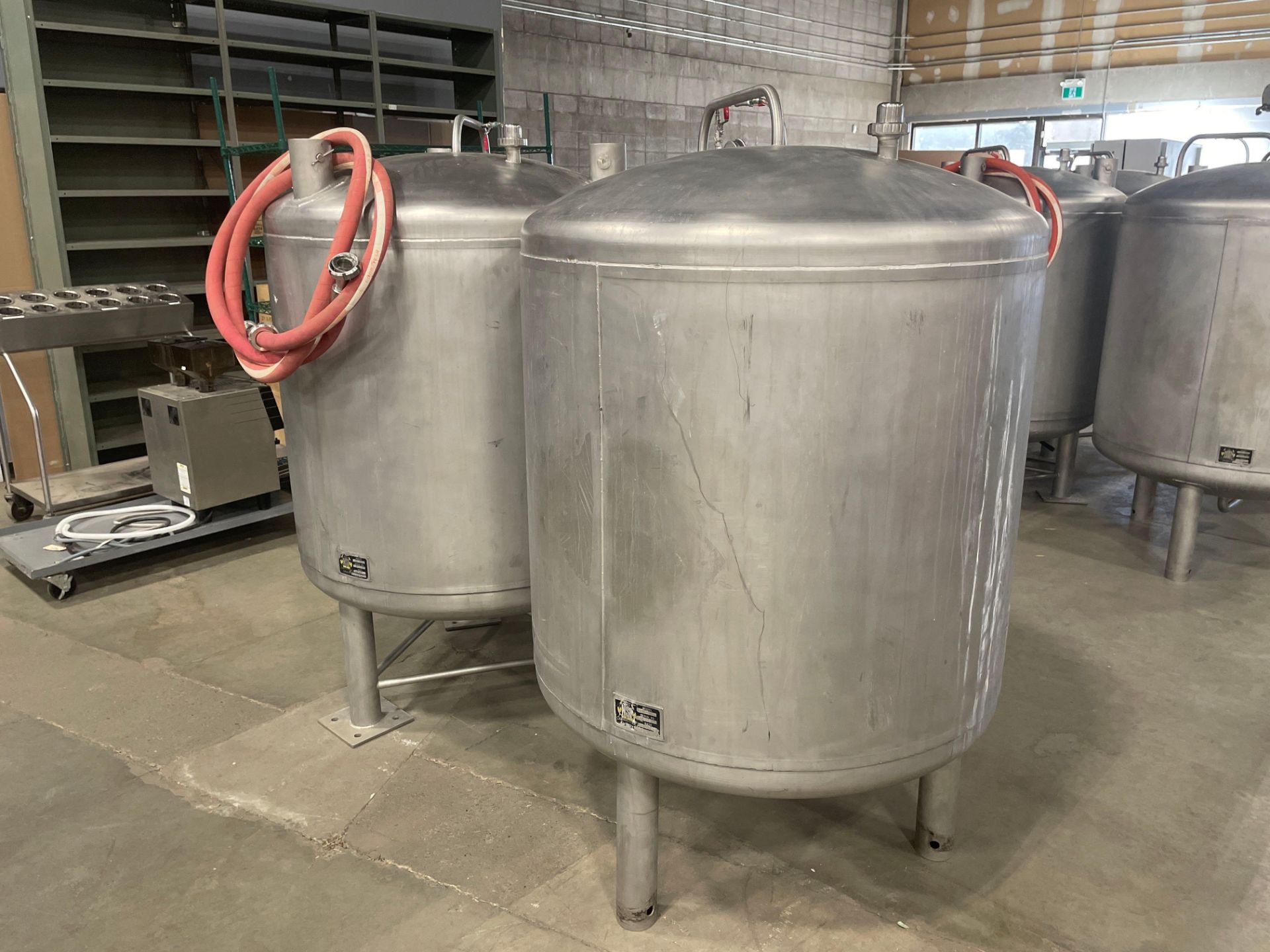 (2) NSI 1,000L STAINLESS STEEL UNJACKETED MATURATION TANKS - DOUBLE STACK, 2,000L TOTAL CAPACITY - Image 11 of 12