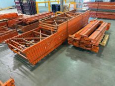 Lot of (7) 42” X 16’ Pallet Racking Uprights, (3) 42” X 136” Pallet Racking Uprights, and (42) 8’ Be