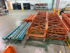 Lot of (20) Asst. 42” Pallet Racking Uprights and (48) Asst. 8’ Beams