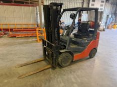 Toyota 8FGCU25 LPG 5,000lb Forklift, 7,098hrs Showing