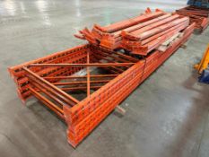 Lot of (5) 42” X 16’ Pallet Racking Uprights and (20) 8’ Beams