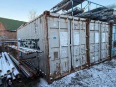 20' Seacan w/ Wood Shelving, Lighting, etc. (Contents Not Included) **Cannot be removed Until Dec. 4