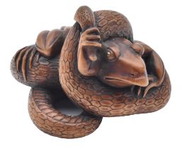 MASAKAZUA WOOD NETSUKE OF THE SAN SUKUMI EDO PERIOD (1615-1868), 19TH CENTURY