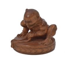 ΩA WOOD NETSUKE OF RAIJIN, EDO PERIOD (1615-1868), 19TH CENTURY
